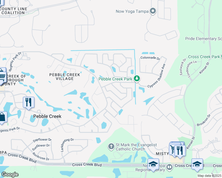 map of restaurants, bars, coffee shops, grocery stores, and more near 9718 Fox Hollow Road in Tampa