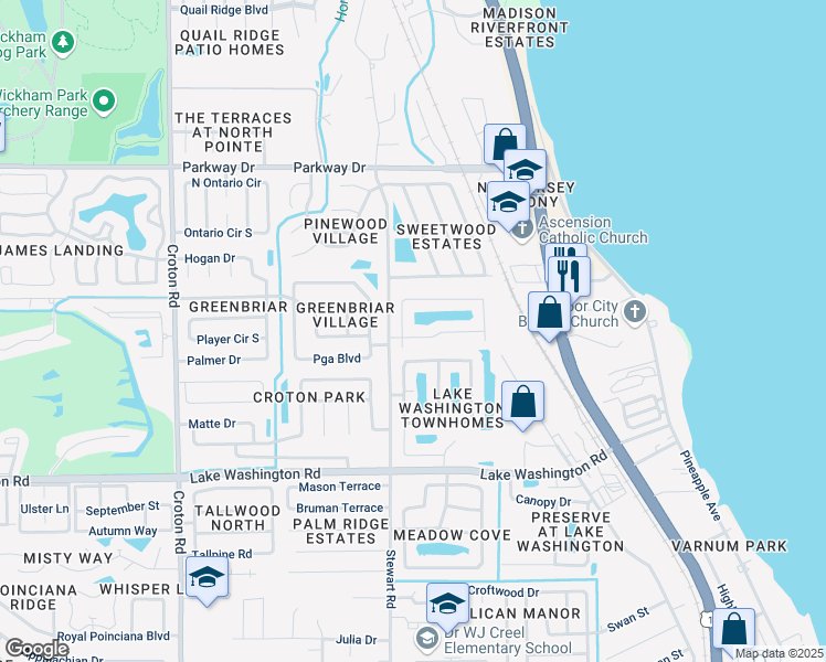 map of restaurants, bars, coffee shops, grocery stores, and more near 1642 Cape Palos Drive in Melbourne
