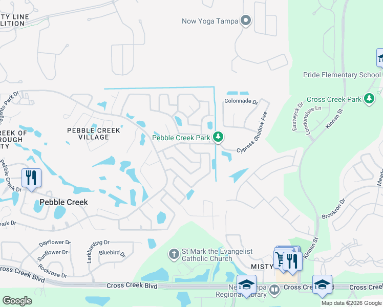 map of restaurants, bars, coffee shops, grocery stores, and more near 9780 Fox Chapel Road in Tampa