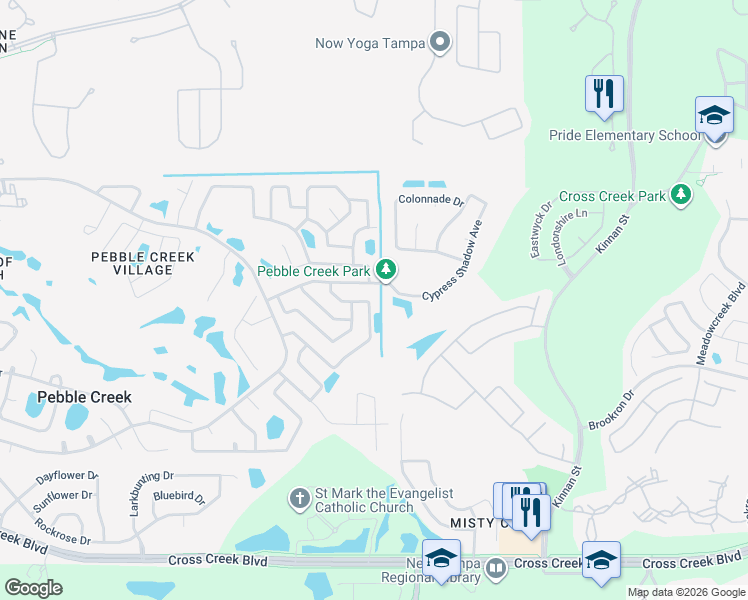 map of restaurants, bars, coffee shops, grocery stores, and more near 9766 Fox Chapel Road in Tampa
