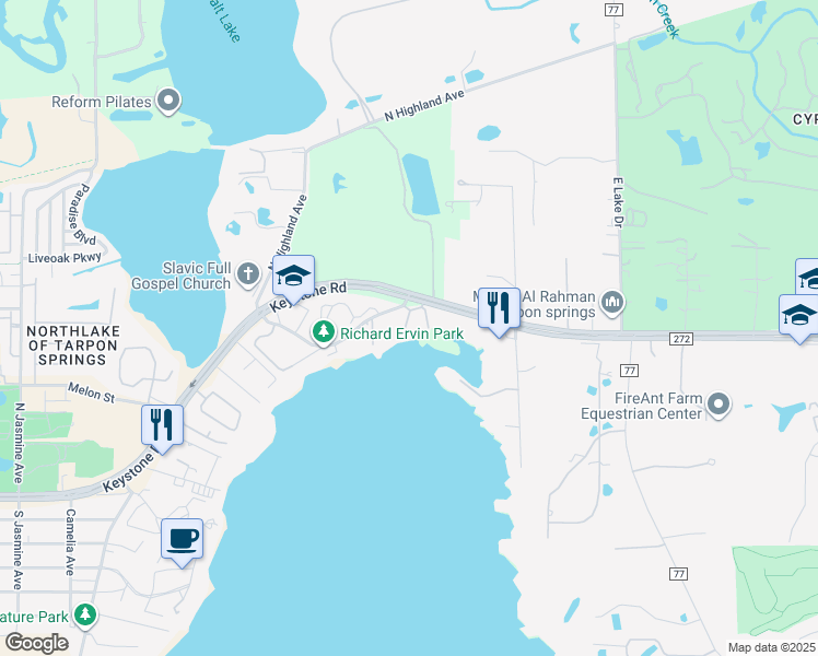 map of restaurants, bars, coffee shops, grocery stores, and more near 2108 Tarpon Landings Drive in Tarpon Springs