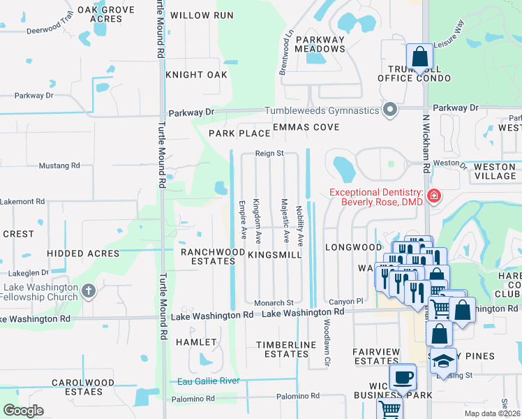 map of restaurants, bars, coffee shops, grocery stores, and more near 2657 Kingdom Avenue in Melbourne
