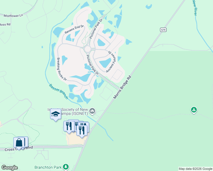 map of restaurants, bars, coffee shops, grocery stores, and more near 16108 Monterey Greens Circle in Tampa