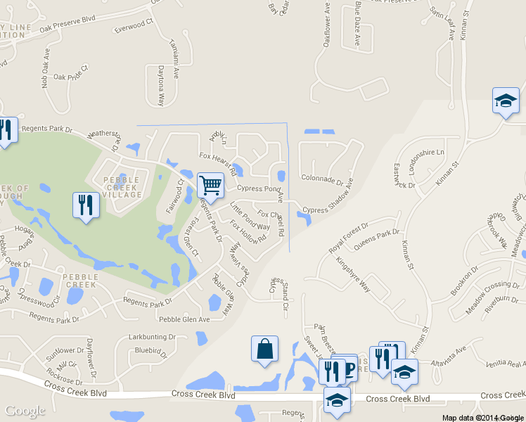 map of restaurants, bars, coffee shops, grocery stores, and more near 9780 Fox Chapel Road in Tampa