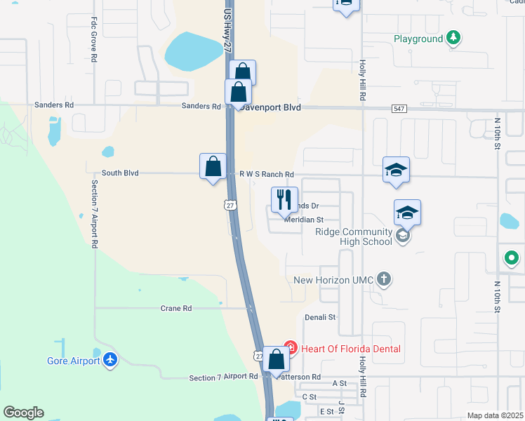 map of restaurants, bars, coffee shops, grocery stores, and more near 911 Westwinds Drive in Davenport