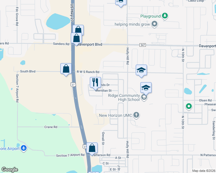 map of restaurants, bars, coffee shops, grocery stores, and more near 1236 Westwinds Drive in Davenport