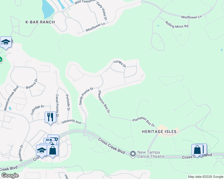 map of restaurants, bars, coffee shops, grocery stores, and more near 10519 Coral Key Avenue in Tampa