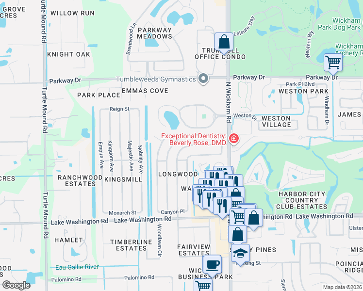 map of restaurants, bars, coffee shops, grocery stores, and more near 3240 Longwood Boulevard in Melbourne