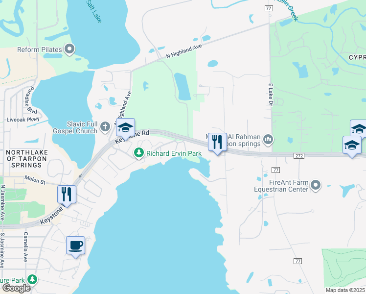 map of restaurants, bars, coffee shops, grocery stores, and more near 2108 Tarpon Landings Drive in Tarpon Springs