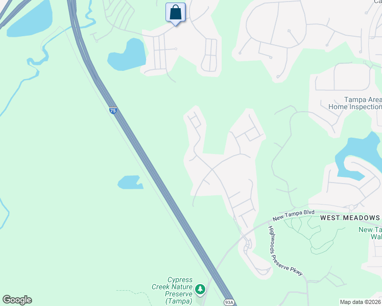 map of restaurants, bars, coffee shops, grocery stores, and more near 19222 Meadow Pine Drive in Tampa