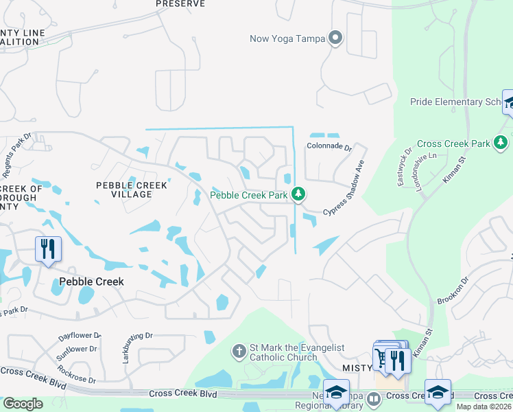 map of restaurants, bars, coffee shops, grocery stores, and more near 9788 Fox Chapel Road in Tampa