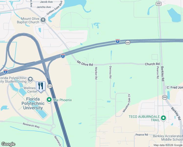 map of restaurants, bars, coffee shops, grocery stores, and more near 1451 Marker Road in Polk City
