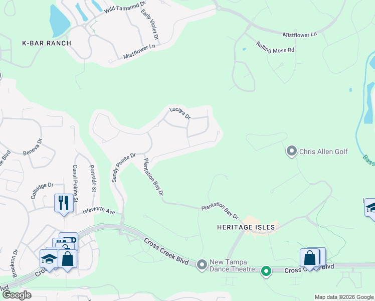 map of restaurants, bars, coffee shops, grocery stores, and more near 10543 Coral Key Avenue in Tampa