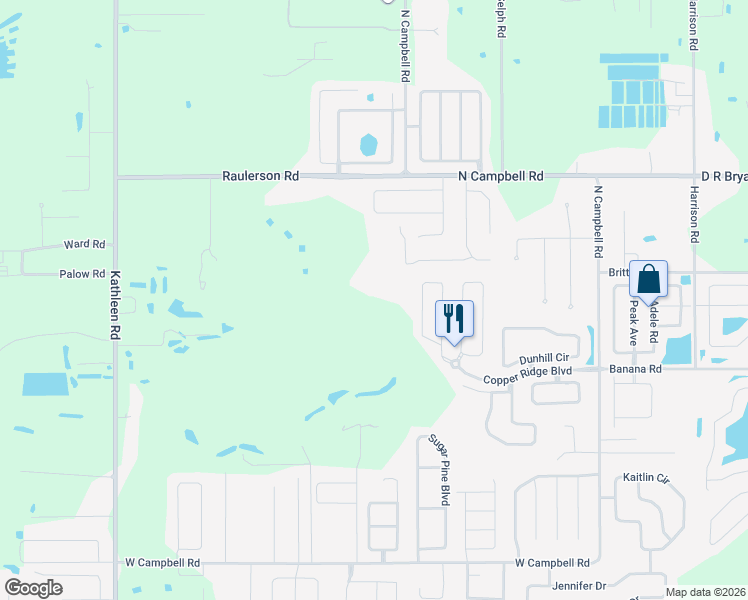 map of restaurants, bars, coffee shops, grocery stores, and more near 2750 Shadywood Place in Lakeland
