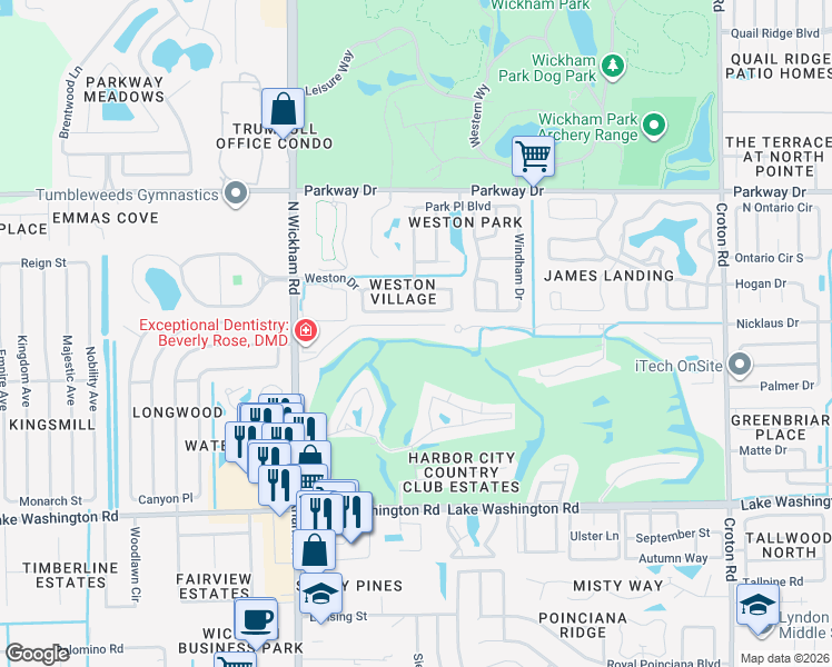 map of restaurants, bars, coffee shops, grocery stores, and more near 11 Harbor Sun Green Road in Melbourne