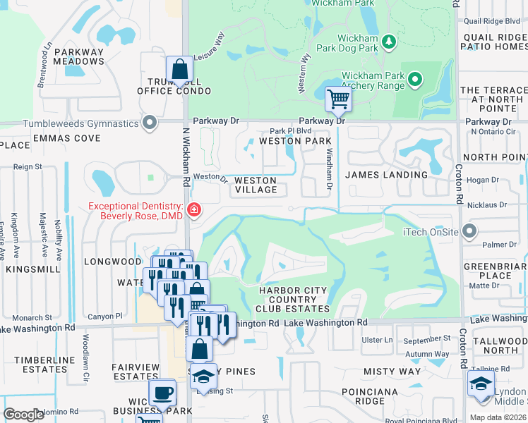 map of restaurants, bars, coffee shops, grocery stores, and more near 11 Harbor Sun Green Road in Melbourne
