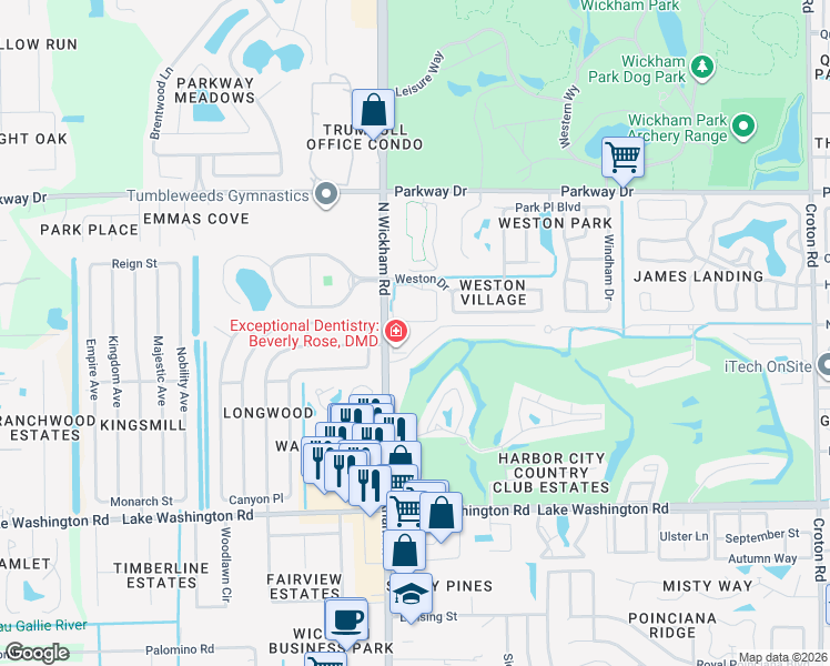map of restaurants, bars, coffee shops, grocery stores, and more near 2775 North Wickham Road in Melbourne
