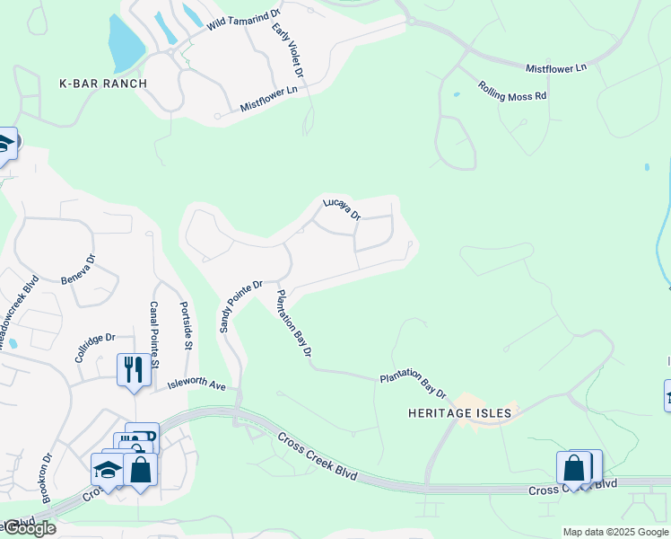 map of restaurants, bars, coffee shops, grocery stores, and more near 10605 Blue Coral Lane in Tampa