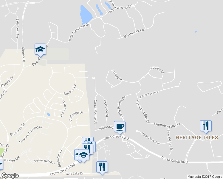 map of restaurants, bars, coffee shops, grocery stores, and more near 10426 Lucaya Drive in Tampa
