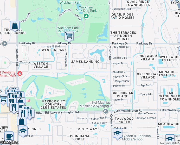 map of restaurants, bars, coffee shops, grocery stores, and more near 2499 Alicia Lane in Melbourne