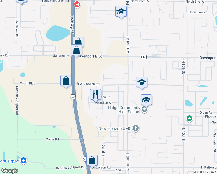map of restaurants, bars, coffee shops, grocery stores, and more near 632 Monaco Drive in Davenport