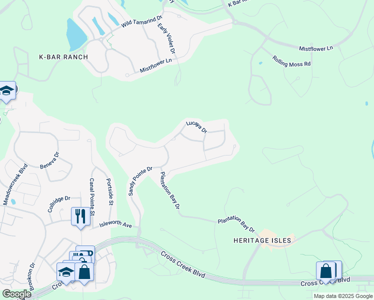 map of restaurants, bars, coffee shops, grocery stores, and more near 10605 Blue Coral Lane in Tampa
