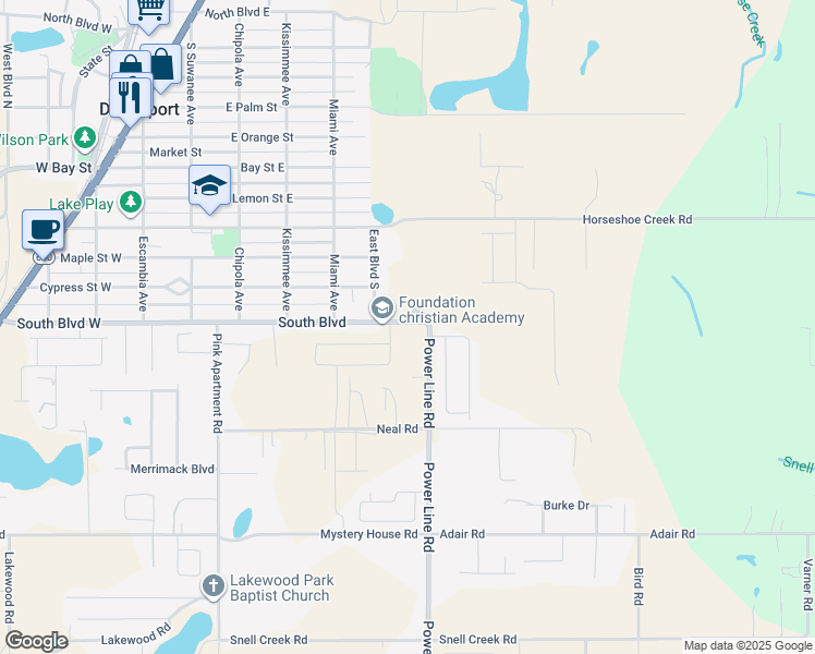 map of restaurants, bars, coffee shops, grocery stores, and more near 425 South Boulevard in Davenport