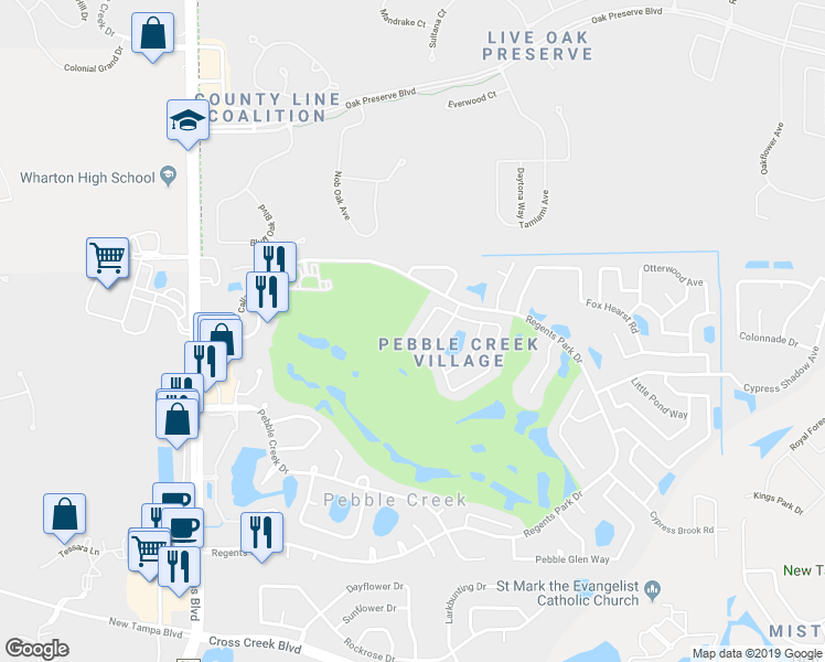 map of restaurants, bars, coffee shops, grocery stores, and more near 9517 Norchester Circle in Tampa