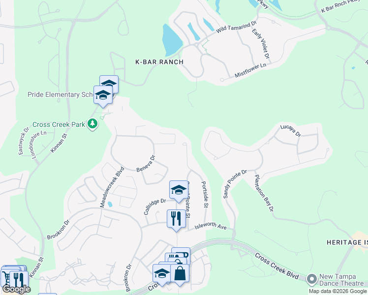 map of restaurants, bars, coffee shops, grocery stores, and more near 18234 Portside Street in Tampa