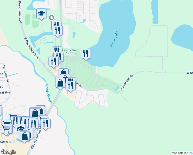 map of restaurants, bars, coffee shops, grocery stores, and more near 3110 Red Fox Run in Kissimmee