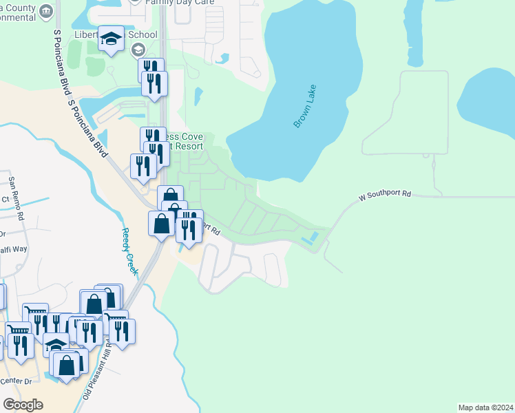 map of restaurants, bars, coffee shops, grocery stores, and more near 3110 Red Fox Run in Kissimmee