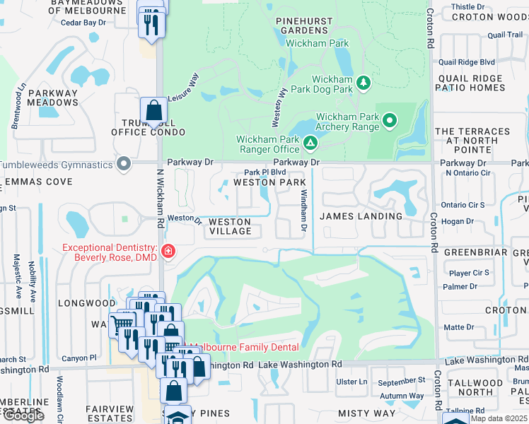 map of restaurants, bars, coffee shops, grocery stores, and more near 26373 Eliot Way in Melbourne