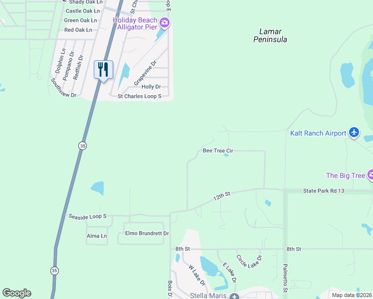 map of restaurants, bars, coffee shops, grocery stores, and more near 17 Bee Tree Circle in Rockport
