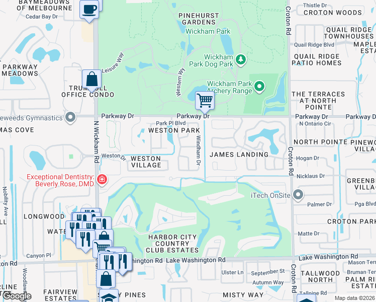 map of restaurants, bars, coffee shops, grocery stores, and more near 2423 Saint Charles Avenue in Melbourne