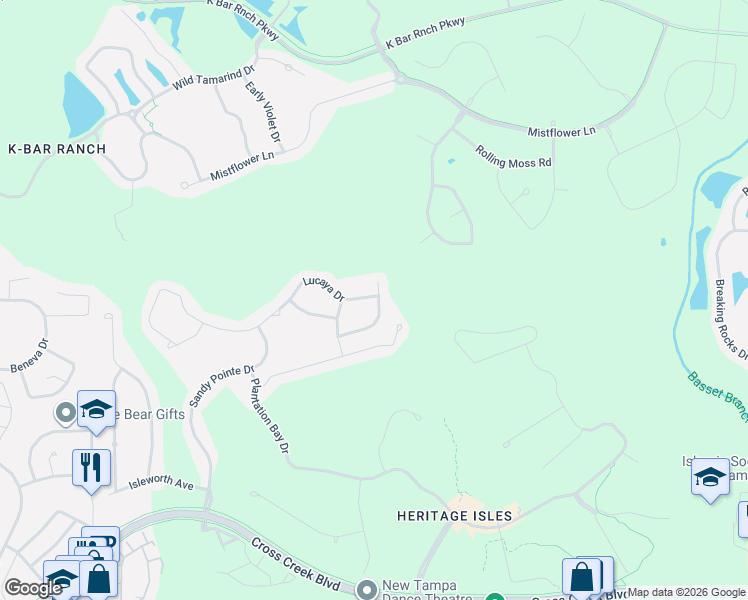 map of restaurants, bars, coffee shops, grocery stores, and more near 10626 Liberty Bell Drive in Tampa