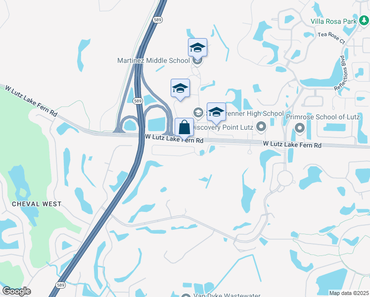map of restaurants, bars, coffee shops, grocery stores, and more near 5516 Terrain De Golf Drive in Lutz