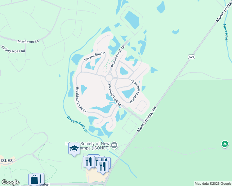 map of restaurants, bars, coffee shops, grocery stores, and more near 11038 Ancient Futures Drive in Tampa