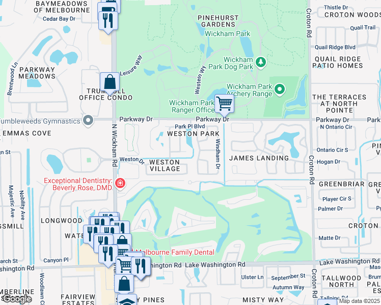 map of restaurants, bars, coffee shops, grocery stores, and more near 26373 Eliot Way in Melbourne
