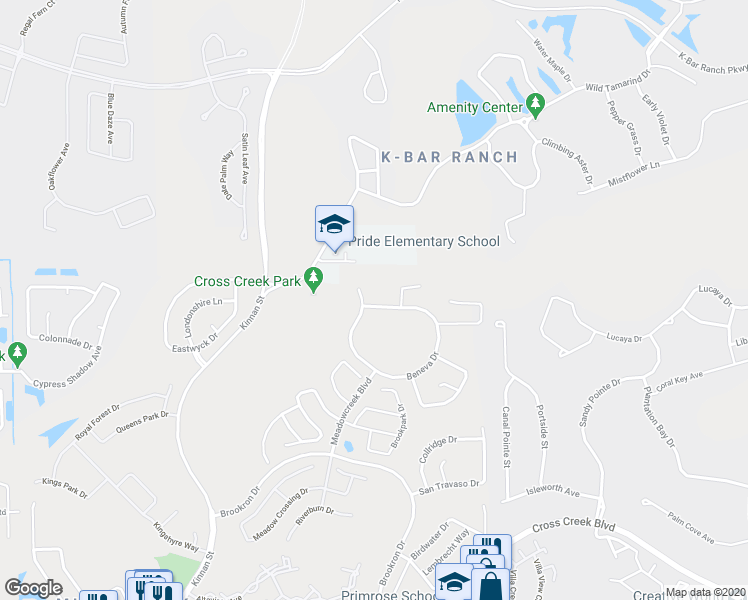 map of restaurants, bars, coffee shops, grocery stores, and more near 10615 Beneva Drive in Tampa