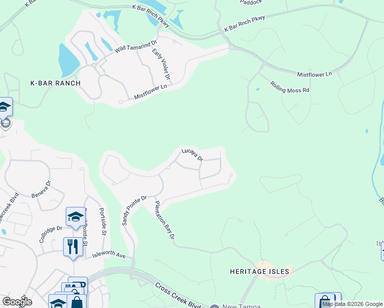 map of restaurants, bars, coffee shops, grocery stores, and more near 10615 Lucaya Drive in Tampa