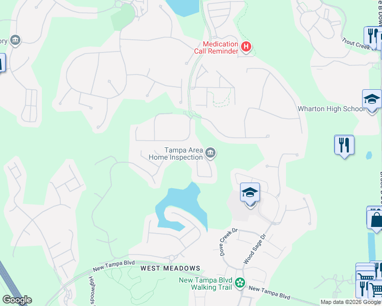 map of restaurants, bars, coffee shops, grocery stores, and more near 8331 Golden Prairie Drive in Tampa