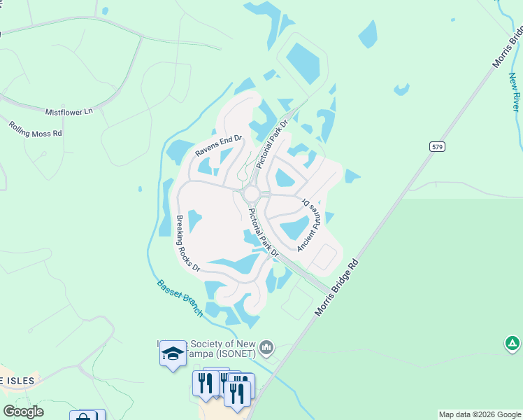 map of restaurants, bars, coffee shops, grocery stores, and more near 11052 Ancient Futures Drive in Tampa