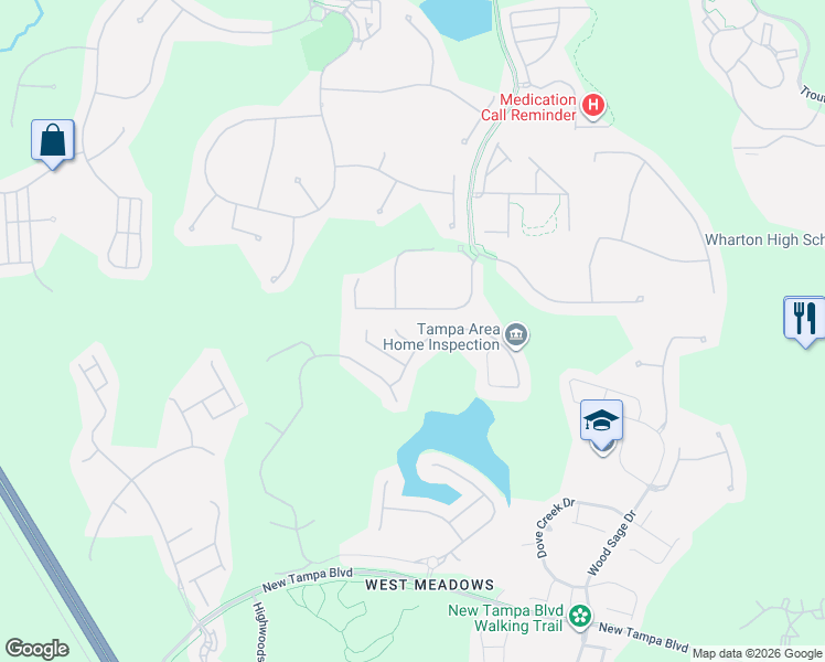 map of restaurants, bars, coffee shops, grocery stores, and more near 8407 Alberata Vista Drive in Tampa