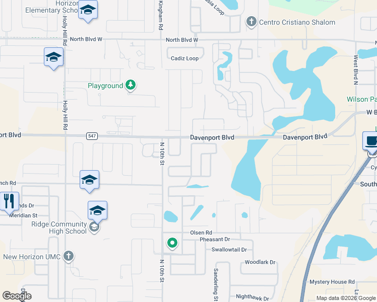 map of restaurants, bars, coffee shops, grocery stores, and more near 631 Highland Meadows Street in Davenport