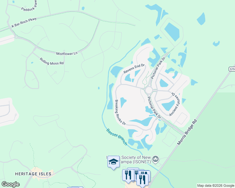 map of restaurants, bars, coffee shops, grocery stores, and more near 10829 Breaking Rocks Drive in Tampa
