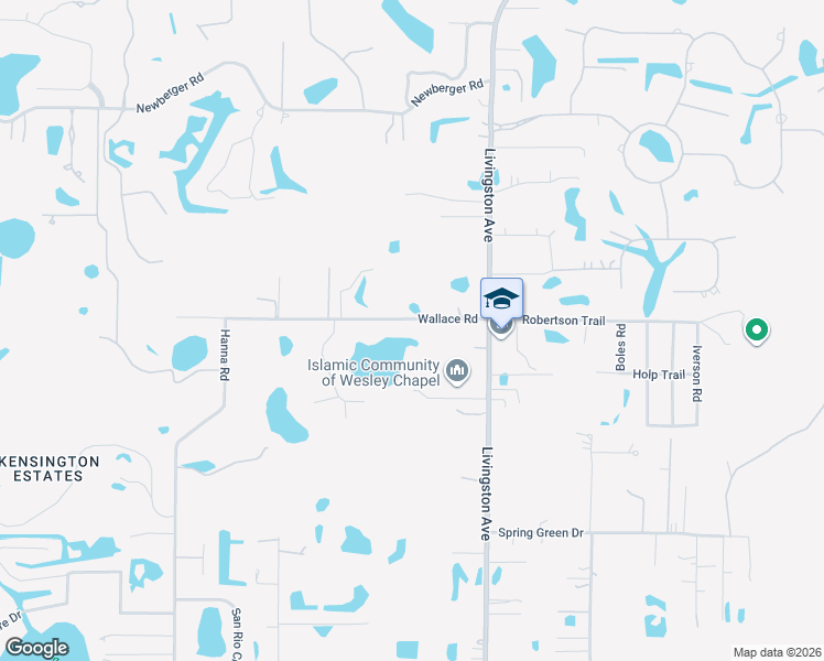 map of restaurants, bars, coffee shops, grocery stores, and more near 2211 Wallace Road in Lutz