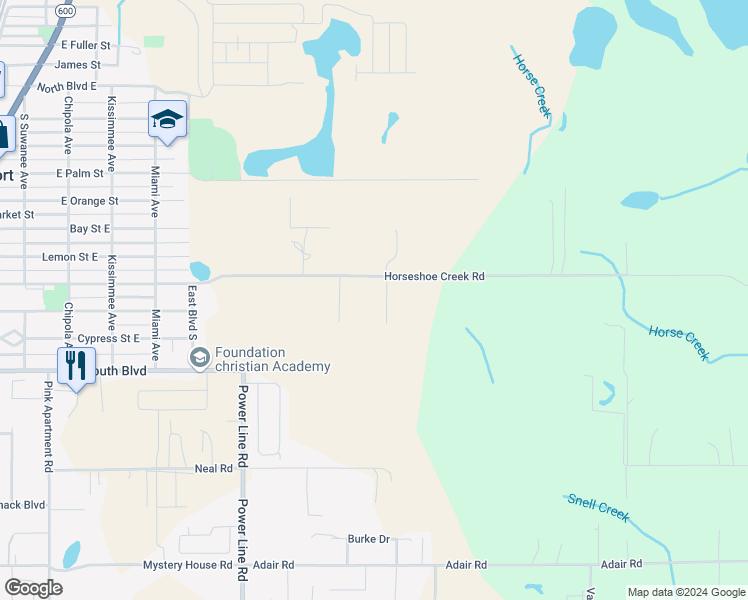 map of restaurants, bars, coffee shops, grocery stores, and more near 835 Horseshoe Creek Road in Davenport