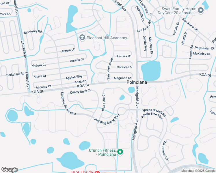 map of restaurants, bars, coffee shops, grocery stores, and more near 339 Blue Lake Circle in Kissimmee