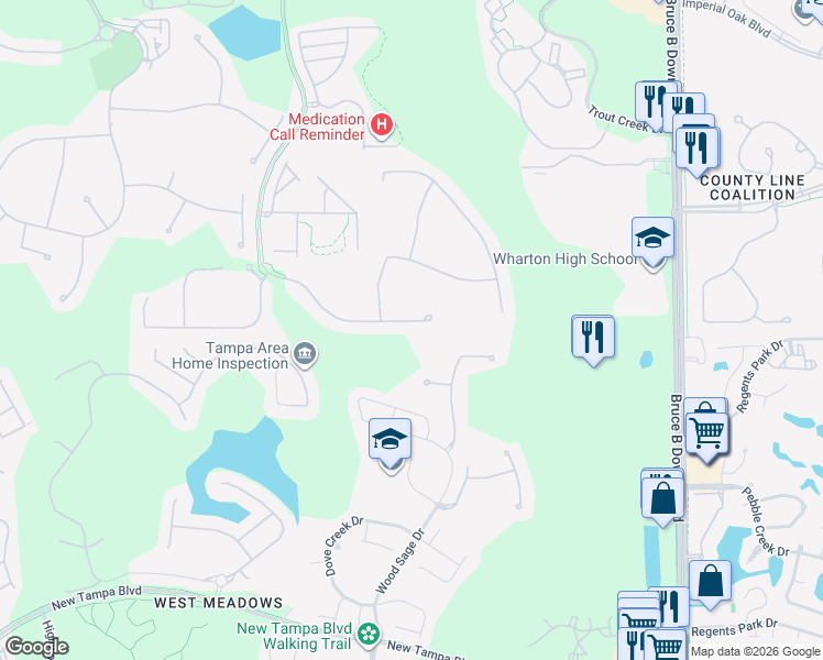 map of restaurants, bars, coffee shops, grocery stores, and more near 8619 Grand Alberato Road in Tampa
