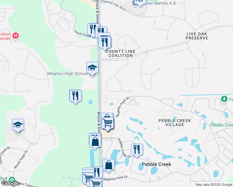 map of restaurants, bars, coffee shops, grocery stores, and more near 10425 Mulligan Court in Tampa